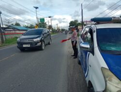 Personil Sat Lantas Polres Batu Bara, Melaksanakan Kegiatan Patroli Kibas Bendera.