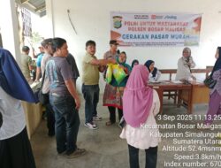 Polsek Bosar Maligas Gelar Pasar Beras Murah SPHP Bersama Bulog Dukung Program Ketahanan Pangan Presiden Prabowo