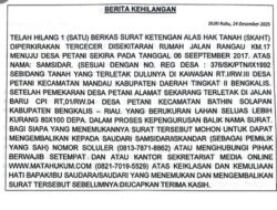 BERITA KEHILANGAN SKT