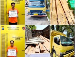 Tengah Malam Polres Bengkalis Amankan Tersangka Dugaan Illegal Logging