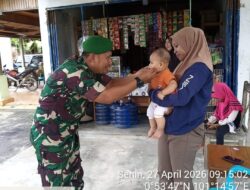 Babinsa Sertu Ridho Utomo Pagi ini Melakukan Pengecekan Anak Stunting di Kampung Belutu