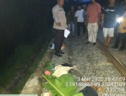 Respon Cepat Polsek Bandar Huluan Sigap Olah TKP : Pria Pengidap Gangguan Jiwa Tewas Tertabrak Kereta Api