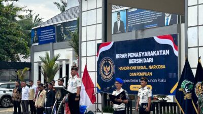 TEGASKAN KOMITMEN BERSIH DARI NARKOBA, HANDPHONE ILEGAL DAN PENIPUAN ONLINE, LAPAS LABUHAN RUKU LAKSANAKAN IKRAR PEMASYARAKATAN