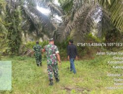 Babinsa Koramil 05/Pwk Kandis, Berpatroli Karhutla Dengan Warga Kelurahan Telaga Sam Sam