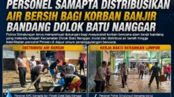 Polwan Turun ke Dapur Umum, Personel Samapta Distribusikan Air Bersih bagi Korban Banjir Bandang Dolok Batu Nanggar