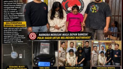 Jauh dari Aceh Tamiang Demi Sabu, Wanita 29 Tahun Digerebek Polsek Gunung Malela di Kamar Hiburan Malam Bersama Gadis 19 Tahun Warga Setempat
