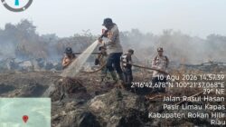 Kapolsek Panipahan Turun Pangsung Padamkan Karhutla, Gerak Cepat Jaga Pasir Limau Kapasa