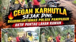 CEGAH KARHUTLA SEJAK DINI, BHABINKAMTIBMAS POLSEK PANIPAHAN AKTIF PANTAU LAHAN RAWAN