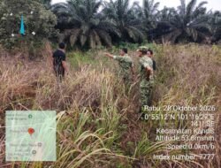 Dua Personil Babinsa Kandis Berpatroli Karhutla di Wilayah Kampung Kandis